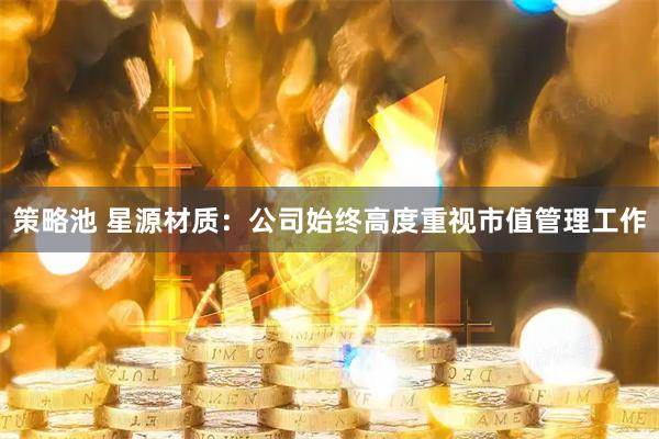 策略池 星源材质：公司始终高度重视市值管理工作